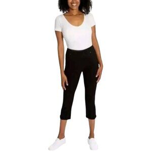 NEW Mario Serrani Italy Comfort Stretch Cuff Capri | Black